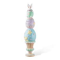 30.5" H Easter Resin Decor with Stacked Pastel Eggs