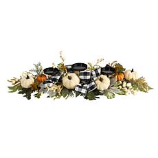 32 in. White Pumpkin and Berries Artificial Candelabrum