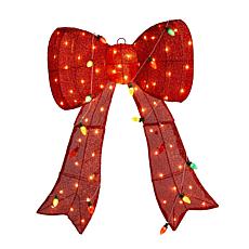 35.75"H Lighted Christmas 3D Fabric Bow with 95 Warm White LED Lights