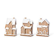 5.5"H S/3 Christmas Resin Gingerbread Houses