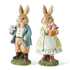 9.75"H Easter Resin Bunny Couple Table Decor