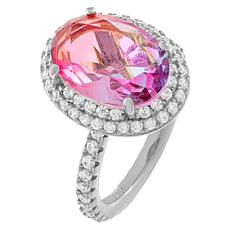 Absolute™  Cubic Zirconia and Simulated Tourmaline Double Halo Ring