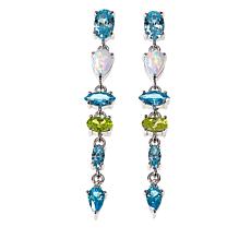 Absolute™ Synthetic Opal and Multicolor CZ Sterling Silver Earrings