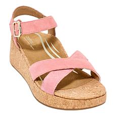 Aetrex® Flora Leather Cork Detail Sandal