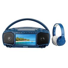 Aiwa 7" LCD Bluetooth CD/DVD Portable Boombox w/Wireless Headphone