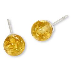 Amber Extraordinaire Sterling Silver 9mm Round Stud Earrings