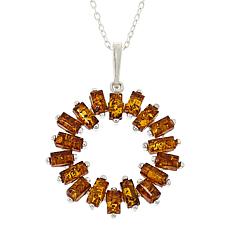 Amber Extraordinaire Sterling Silver Baguette Eternity Pendant