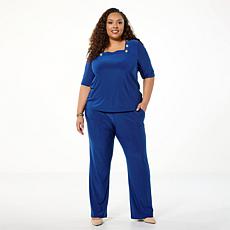 Antthony 2-piece Button Shoulder Top & Pull-On Pant Set