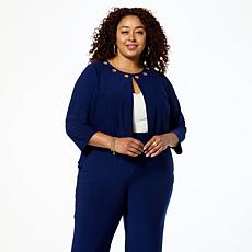 Antthony Embellished Grommet Neck 3/4 Sleeve Bolero