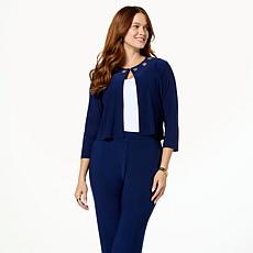 Antthony Embellished Grommet Neck 3/4 Sleeve Bolero