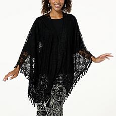 Antthony Lace Ruana with Crochet Trim and Tassels