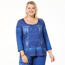 Antthony Printed Denim Studio Stretch 3/4-Sleeve Tunic