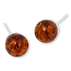 "As Is" Amber Extraordinaire Sterling Silver 11mm Round Stud Earrings
