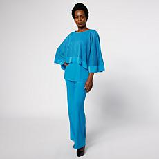 "As Is" Antthony 2-piece Fishnet Overlay Top & Wide-Leg Pant