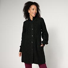 "As Is" Antthony Chunky Cable Knit Turtleneck Sweater Coat