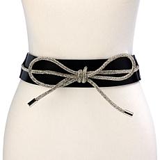 "As Is" Antthony Crystal Rhinestone Bow Stretch Belt