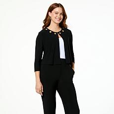 "As Is" Antthony Embellished Grommet Neck 3/4 Sleeve Bolero