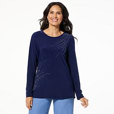 "As Is" Antthony Embellished Long-Sleeve Heat Seal Top