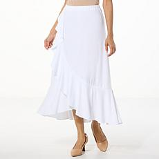 "As Is" Antthony Faux Wrap Ruffled Pull-On Midi Skirt