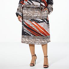 "As Is" Antthony Printed Studio Stretch Knit Cargo Midi Skirt