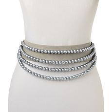 "As Is" Antthony Stretch Belt with Faux Pearl Beads