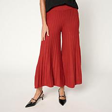 "As Is" Antthony Sweater Knit Pull-On Gaucho Pant with Piping