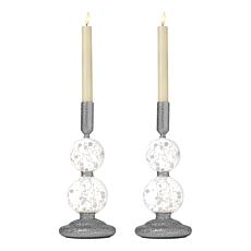 "As Is" august & leo LED Pearl Glitter Candle Pedestals - Set of 2