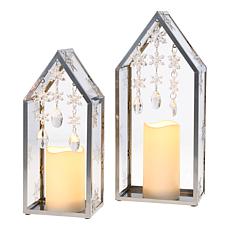 "As Is" august & leo Snowflake & Crystal Metal Lantern - Set of 2