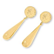 "As Is" Bellezza 50 Lira Mini Coin Brnze Hammrd Teardrp Dngle Earrngs