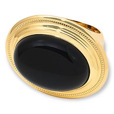 "As Is" Bellezza Bronze Black Chalcedony Antique Replica Solitaire ...