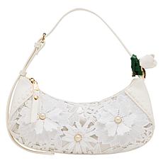 "As Is" Betsey Johnson Lacey Crochet White Shoulder Bag