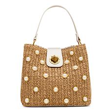 "As Is" Betsey Johnson Pearl Raffia Bucket Bag