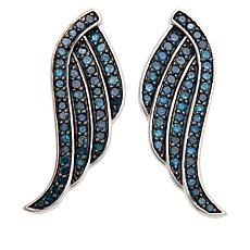 "As Is" C. Lopez .98ctw Diamond Strlng Silver Angel Wing Stud Earrings