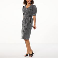"As Is" C Wonder by Christian Siriano Buttoned Stretch Denim Midi S...