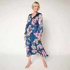 "As Is" C Wonder by Christian Siriano Chiffon Faux Wrap Flounce Dress