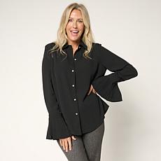 "As Is" C Wonder by Christian Siriano Crepe Button-Up Blouse