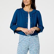 "As Is" C Wonder by Christian Siriano Cropped Crepe Jacket with Ruf...