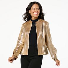 "As Is" C Wonder by Christian Siriano Metallic Knit Ruffle Jacket