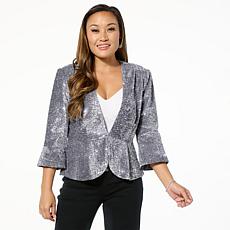 "As Is" C Wonder by Christian Siriano Sequined Velvet Peplum Cardigan