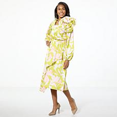 "As Is" C Wonder by Christian Siriano Textured Satin Floral Ruffle ...