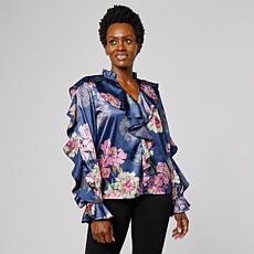 "As Is" C Wonder Chiffon Drama Ruffle Blouse
