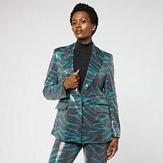 "As Is" C Wonder Printed Sequin Blazer