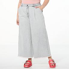 "As Is" C Wonder Stretch Denim Raw Edge Wide Leg Jean