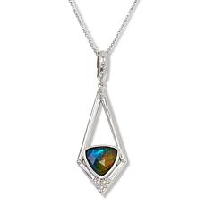 "As Is" Canadian Ammolite Gems Trilliant-Cut Ammolite Pendant w Chain