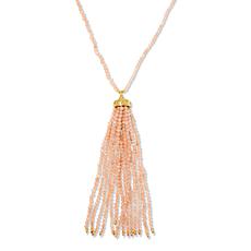 "As Is" Colleen Lopez Gemstone Bead Tassel Drop 24" Necklace