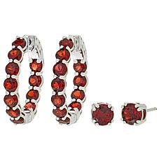 "As Is" Colleen Lopez Gemstone Stud and Hoop Earring Set
