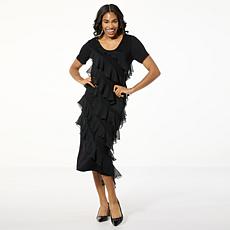 "As Is" Colleen Lopez Knit Tiered Ruffle Dress