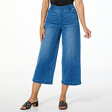 "As Is" Colleen Lopez Stretch Denim Wide Leg Cropped Pant