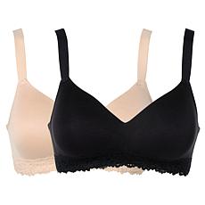 "As Is" Comfort Code 2-pack Lightly Lined Lace Trim Wireless Bra