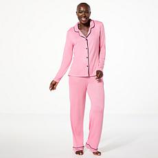 "As Is" Comfort Code Brushed Ultra Knit 2-piece Notch Collar Sleep Set